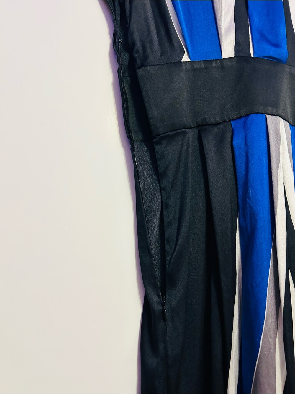 Vintage Express Silk Blend Colorblock Geometric Dress Y2K Geometric Empire - Picture 5 of 10